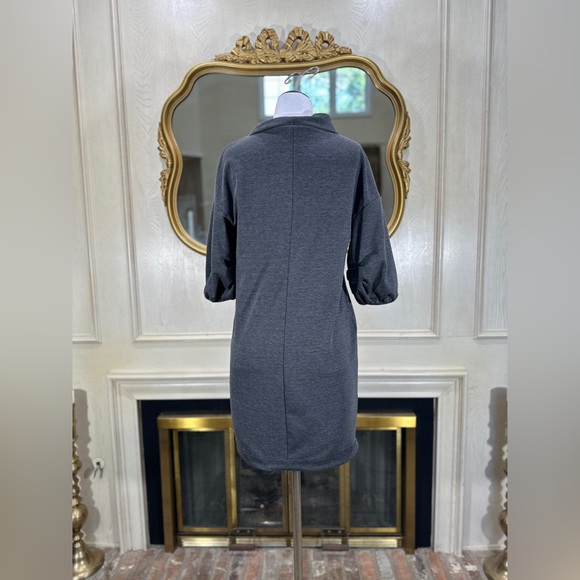 Elliott Lauren Gray Knit Half‎ Zip Dress Size 4 | Minimalist Casual Chic - Picture 5 of 8